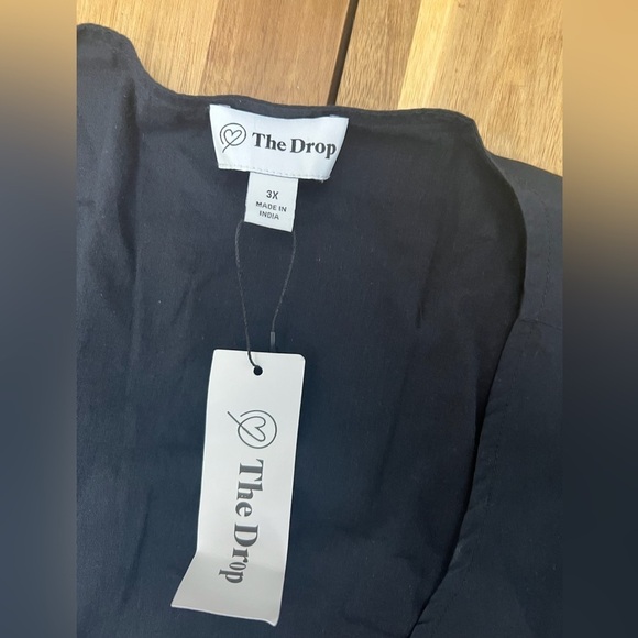 The Drop Prisha Cut Out Tie Front Poplin Midi Dress in Black 100% Cotton Size 3X - Picture 5 of 9